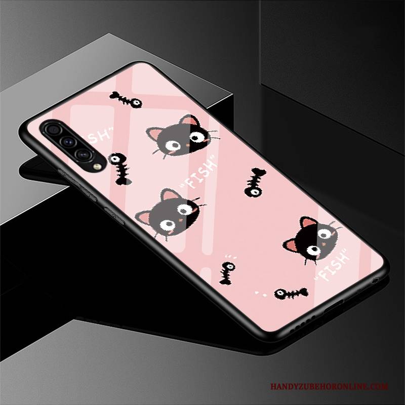 Hülle Samsung Galaxy A30s Taschen Nubuck Handyhüllen, Case Samsung Galaxy A30s Karikatur Glas Rosa