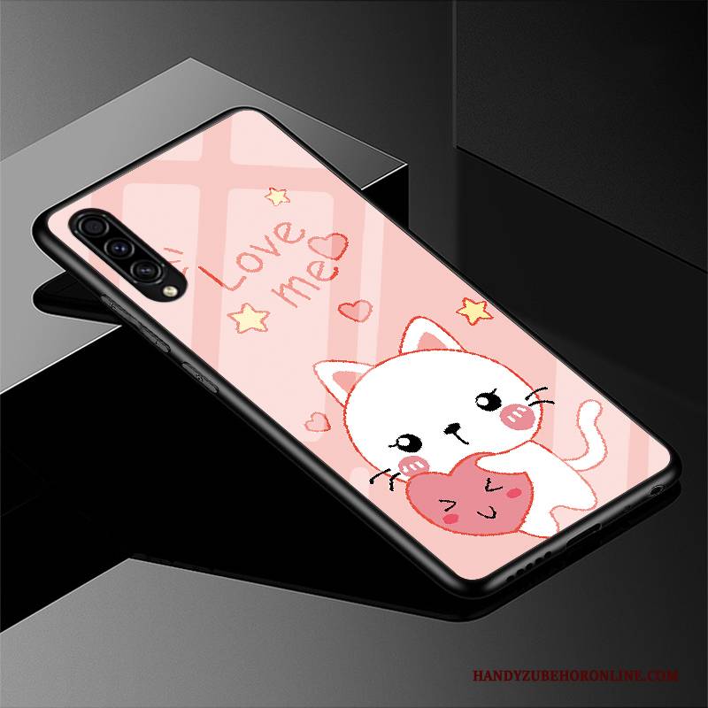 Hülle Samsung Galaxy A30s Taschen Nubuck Handyhüllen, Case Samsung Galaxy A30s Karikatur Glas Rosa