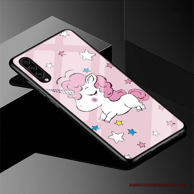 Hülle Samsung Galaxy A30s Taschen Nubuck Handyhüllen, Case Samsung Galaxy A30s Karikatur Glas Rosa