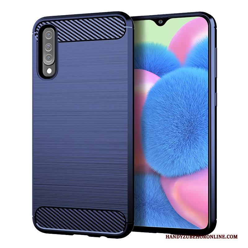 Hülle Samsung Galaxy A30s Weiche Seide Muster, Case Samsung Galaxy A30s Schutz Blau Handyhüllen