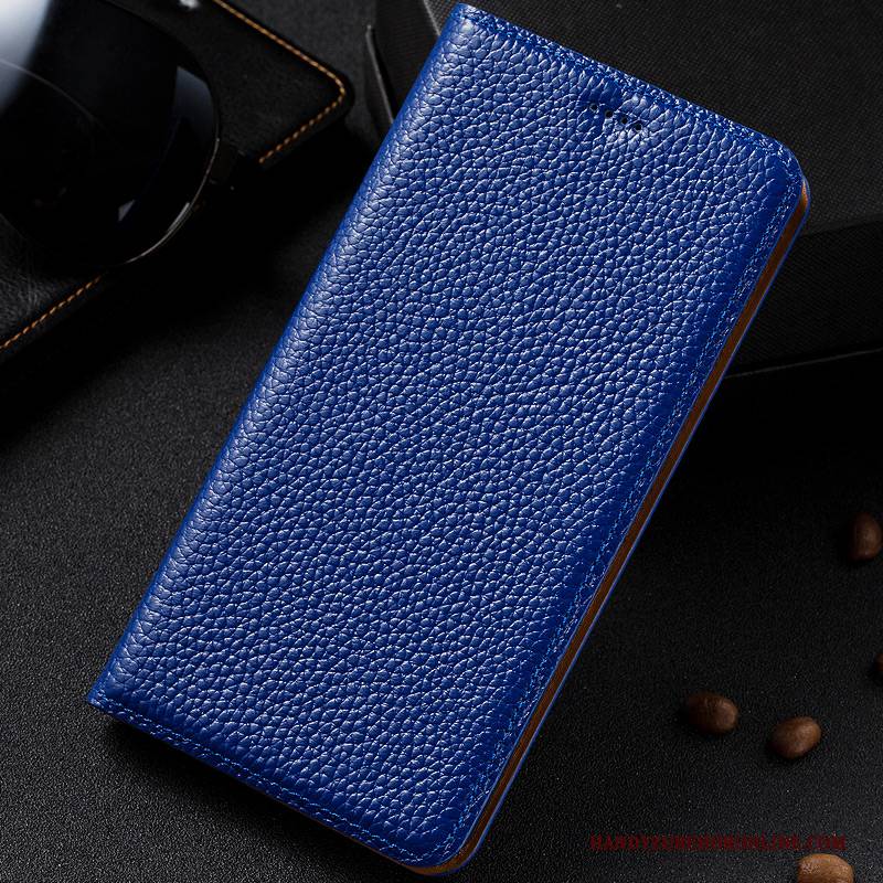 Hülle Samsung Galaxy A40 Schutz Blau Litchi, Case Samsung Galaxy A40 Lederhülle Handyhüllen Anti-sturz