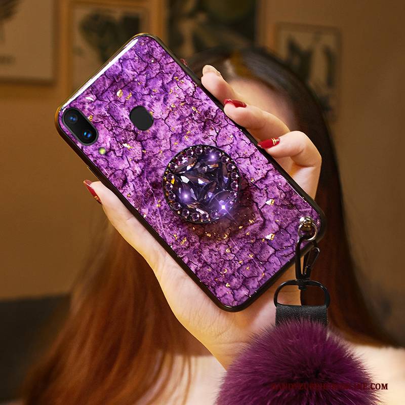 Hülle Samsung Galaxy A40 Taschen Lila Grün, Case Samsung Galaxy A40 Kreativ Anti-sturz Plüsch