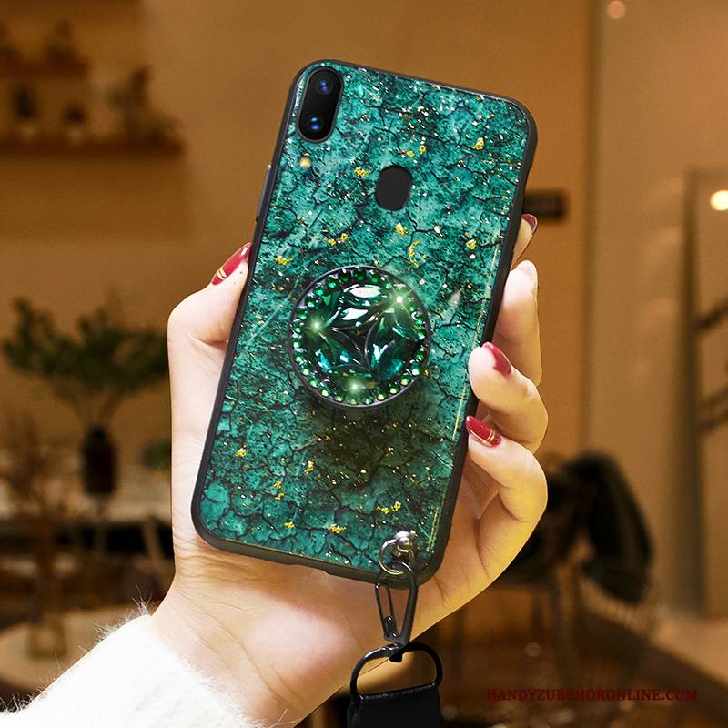 Hülle Samsung Galaxy A40 Taschen Lila Grün, Case Samsung Galaxy A40 Kreativ Anti-sturz Plüsch