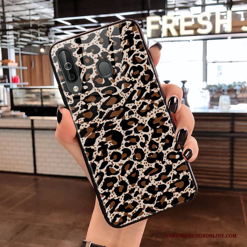 Hülle Samsung Galaxy A40s Taschen Glas Leopard, Case Samsung Galaxy A40s Weiche Netto Rot Handyhüllen