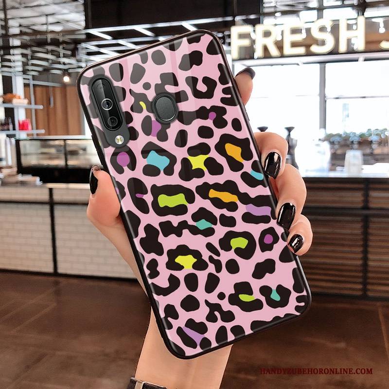 Hülle Samsung Galaxy A40s Taschen Glas Leopard, Case Samsung Galaxy A40s Weiche Netto Rot Handyhüllen