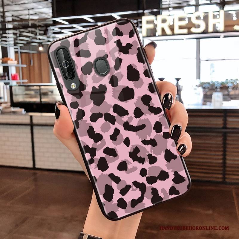 Hülle Samsung Galaxy A40s Taschen Glas Leopard, Case Samsung Galaxy A40s Weiche Netto Rot Handyhüllen