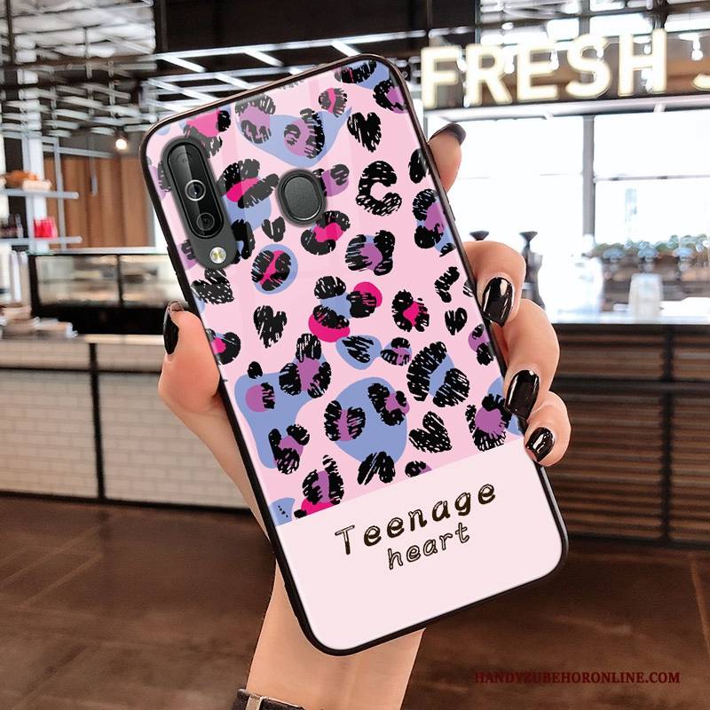 Hülle Samsung Galaxy A40s Taschen Glas Leopard, Case Samsung Galaxy A40s Weiche Netto Rot Handyhüllen