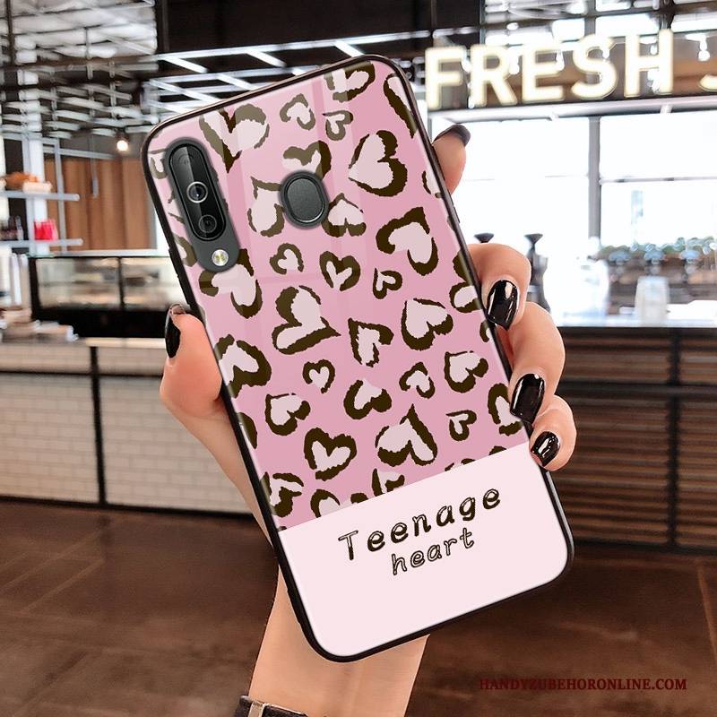 Hülle Samsung Galaxy A40s Taschen Glas Leopard, Case Samsung Galaxy A40s Weiche Netto Rot Handyhüllen