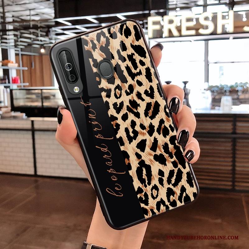 Hülle Samsung Galaxy A40s Taschen Glas Leopard, Case Samsung Galaxy A40s Weiche Netto Rot Handyhüllen