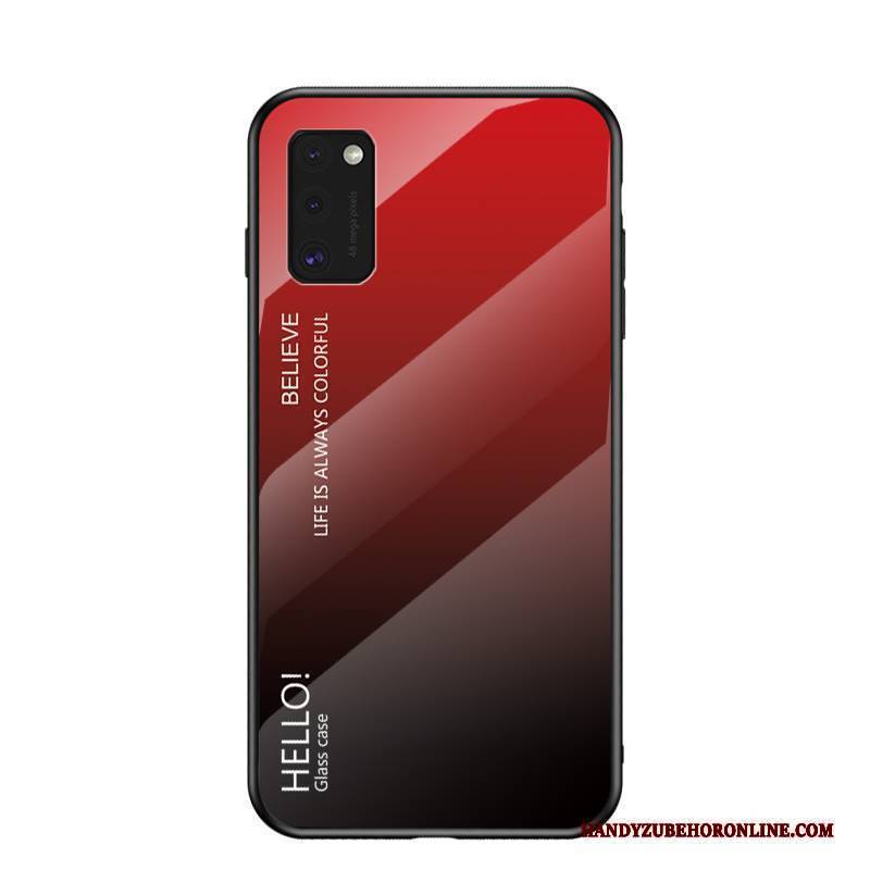 Hülle Samsung Galaxy A41 Gemalt Netto Rot Farbverlauf, Case Samsung Galaxy A41 Mode Glas Handyhüllen