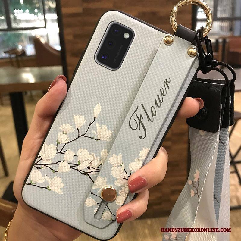 Hülle Samsung Galaxy A41 Halterung Blumen Trend, Case Samsung Galaxy A41 Weiche Hängende Verzierungen Weiß