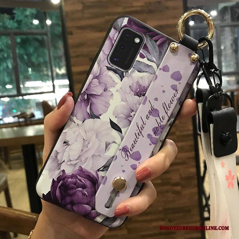 Hülle Samsung Galaxy A41 Halterung Blumen Trend, Case Samsung Galaxy A41 Weiche Hängende Verzierungen Weiß