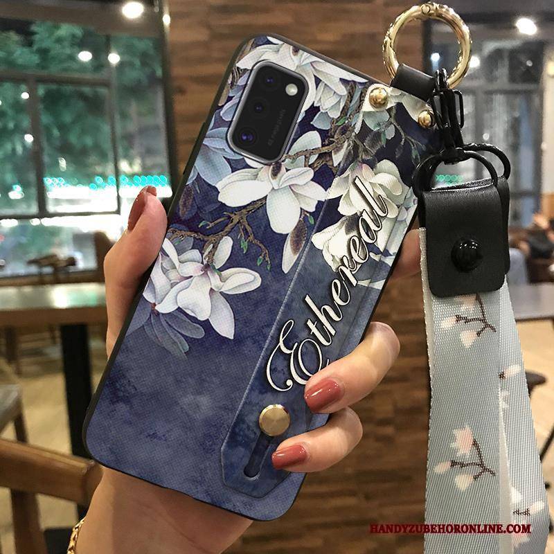 Hülle Samsung Galaxy A41 Halterung Blumen Trend, Case Samsung Galaxy A41 Weiche Hängende Verzierungen Weiß