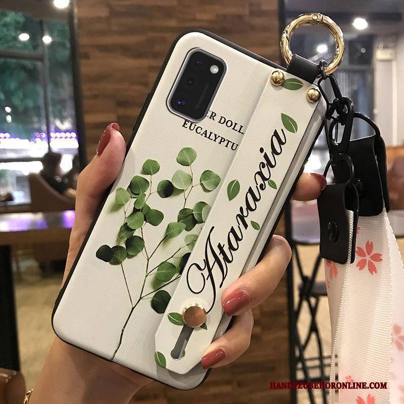 Hülle Samsung Galaxy A41 Halterung Blumen Trend, Case Samsung Galaxy A41 Weiche Hängende Verzierungen Weiß