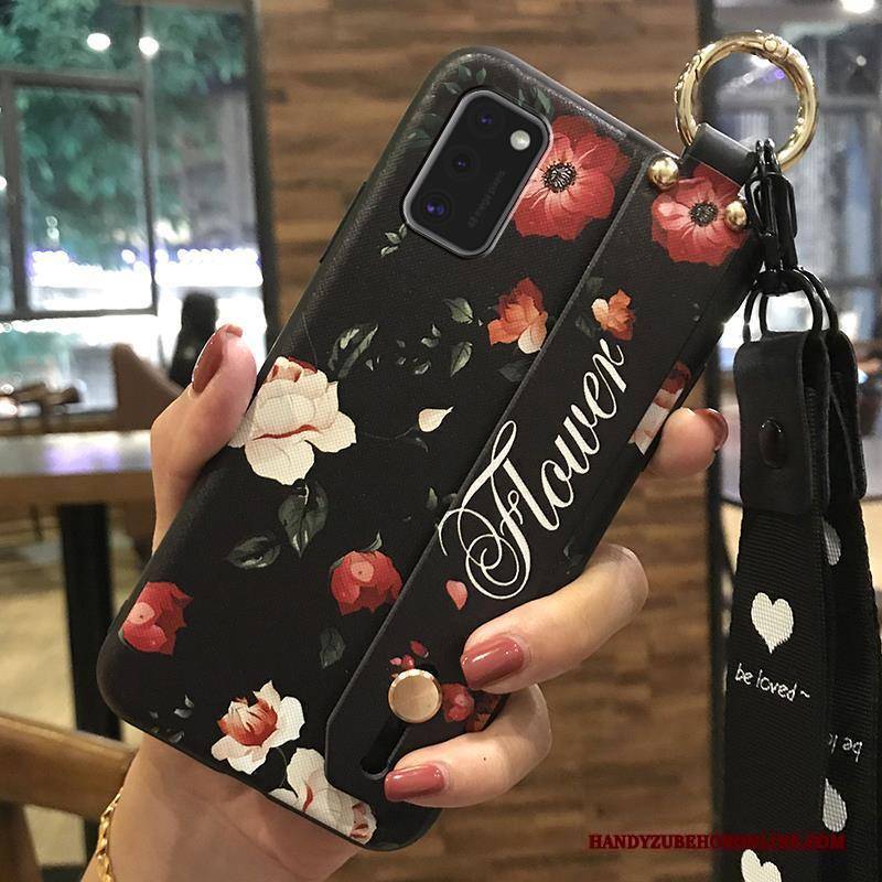 Hülle Samsung Galaxy A41 Halterung Blumen Trend, Case Samsung Galaxy A41 Weiche Hängende Verzierungen Weiß