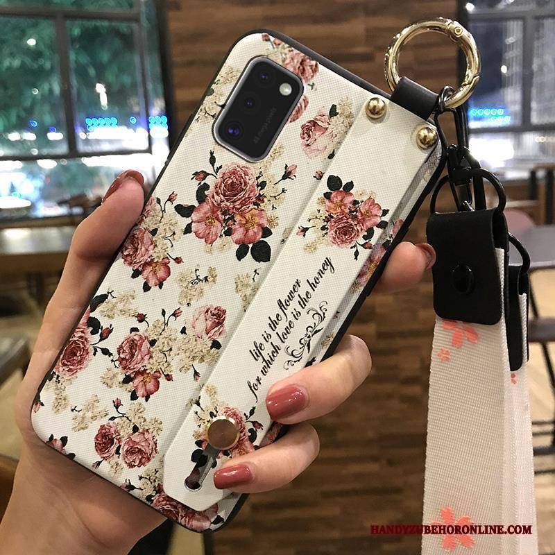 Hülle Samsung Galaxy A41 Halterung Blumen Trend, Case Samsung Galaxy A41 Weiche Hängende Verzierungen Weiß