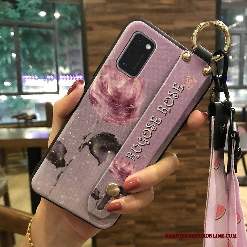 Hülle Samsung Galaxy A41 Halterung Blumen Trend, Case Samsung Galaxy A41 Weiche Hängende Verzierungen Weiß