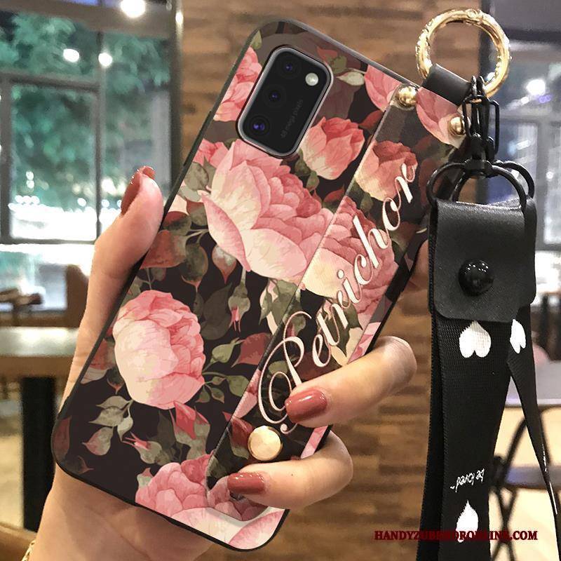 Hülle Samsung Galaxy A41 Halterung Blumen Trend, Case Samsung Galaxy A41 Weiche Hängende Verzierungen Weiß