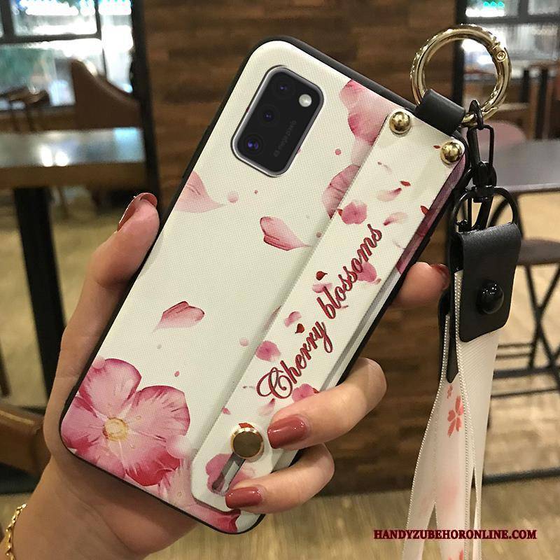 Hülle Samsung Galaxy A41 Halterung Blumen Trend, Case Samsung Galaxy A41 Weiche Hängende Verzierungen Weiß