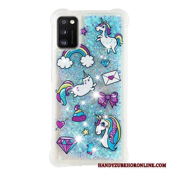 Hülle Samsung Galaxy A41 Karikatur Anti-sturz Treibsand, Case Samsung Galaxy A41 Blau Handyhüllen