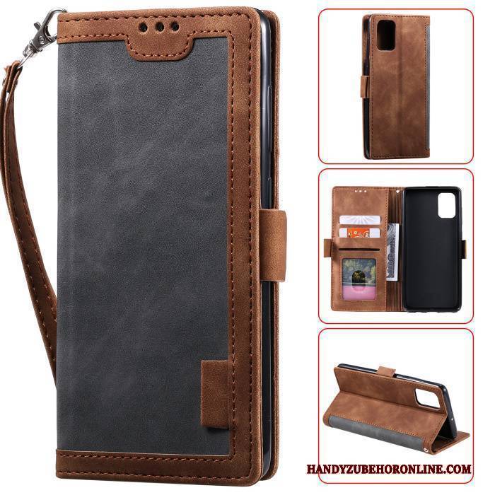 Hülle Samsung Galaxy A41 Lederhülle Nähen Anti-sturz, Case Samsung Galaxy A41 Folio Grün Handyhüllen