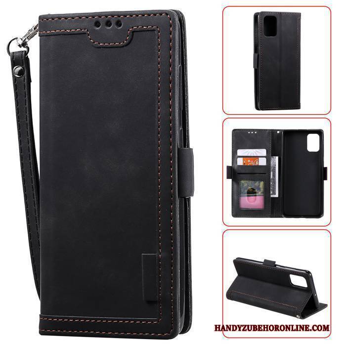 Hülle Samsung Galaxy A41 Lederhülle Nähen Anti-sturz, Case Samsung Galaxy A41 Folio Grün Handyhüllen