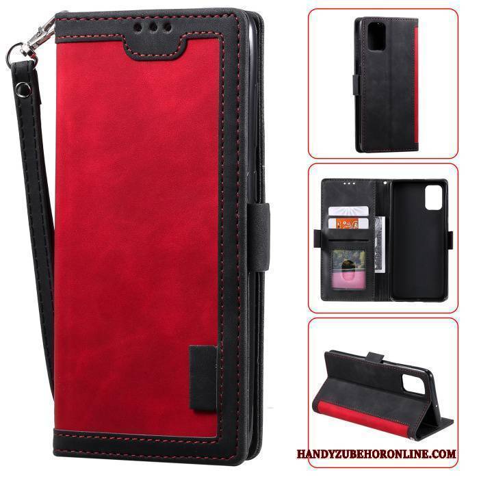 Hülle Samsung Galaxy A41 Lederhülle Nähen Anti-sturz, Case Samsung Galaxy A41 Folio Grün Handyhüllen