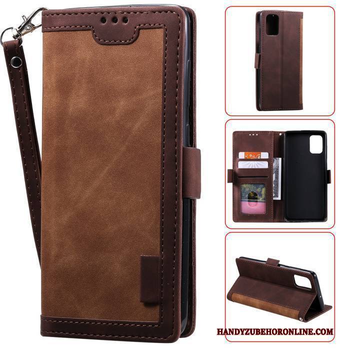 Hülle Samsung Galaxy A41 Lederhülle Nähen Anti-sturz, Case Samsung Galaxy A41 Folio Grün Handyhüllen