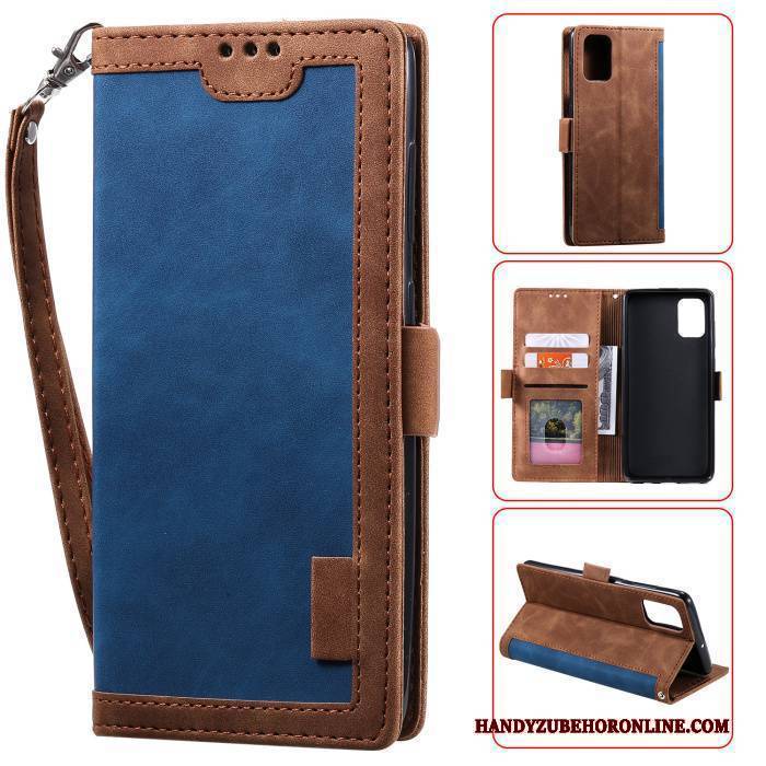 Hülle Samsung Galaxy A41 Lederhülle Nähen Anti-sturz, Case Samsung Galaxy A41 Folio Grün Handyhüllen