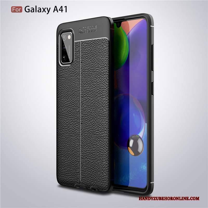 Hülle Samsung Galaxy A41 Schutz Handyhüllen Einfarbig, Case Samsung Galaxy A41 Leder Rutschfest Business