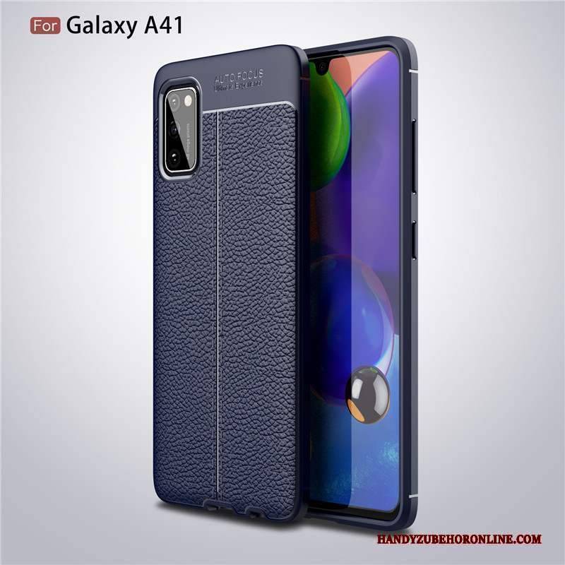 Hülle Samsung Galaxy A41 Schutz Handyhüllen Einfarbig, Case Samsung Galaxy A41 Leder Rutschfest Business