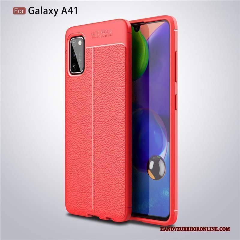 Hülle Samsung Galaxy A41 Schutz Handyhüllen Einfarbig, Case Samsung Galaxy A41 Leder Rutschfest Business