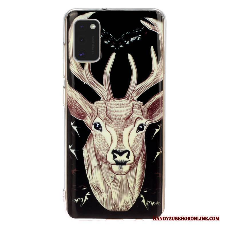 Hülle Samsung Galaxy A41 Taschen Handyhüllen Anti-sturz, Case Samsung Galaxy A41 Karikatur Leuchtende Schwarz