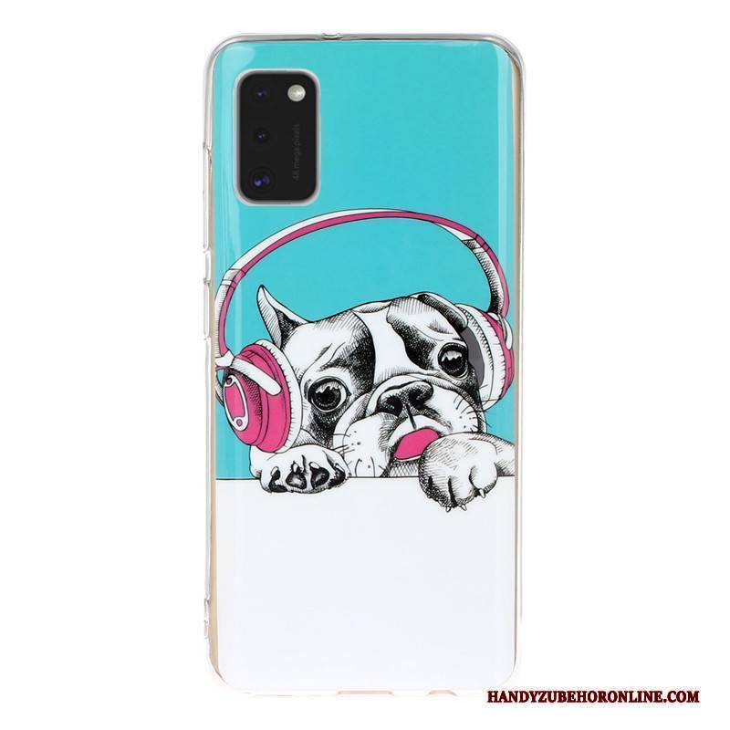 Hülle Samsung Galaxy A41 Taschen Handyhüllen Anti-sturz, Case Samsung Galaxy A41 Karikatur Leuchtende Schwarz