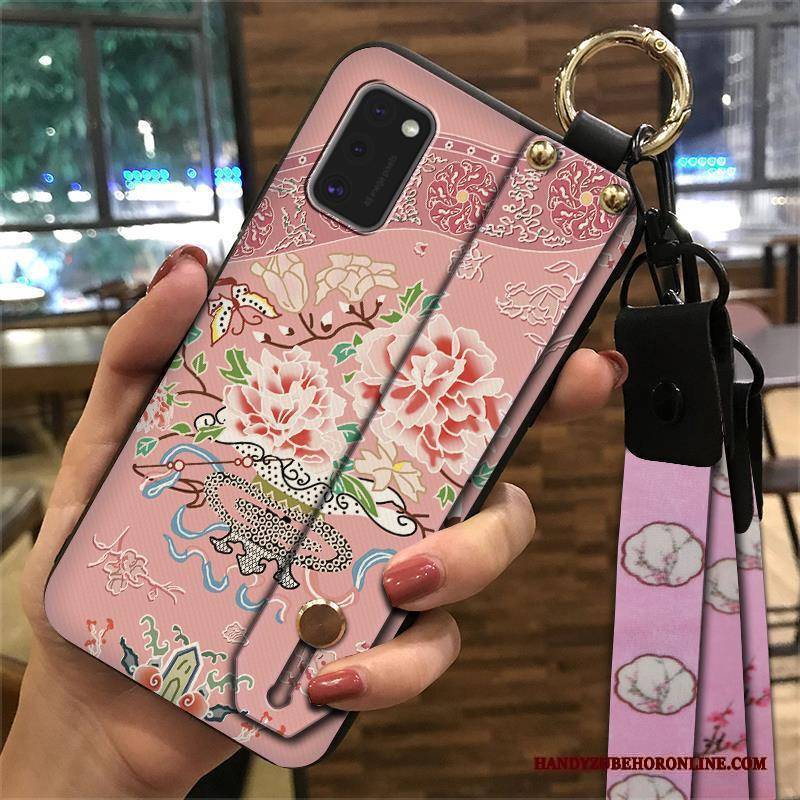 Hülle Samsung Galaxy A41 Weiche Rosa Chinesische Art, Case Samsung Galaxy A41 Kreativ Hängende Verzierungen Handyhüllen