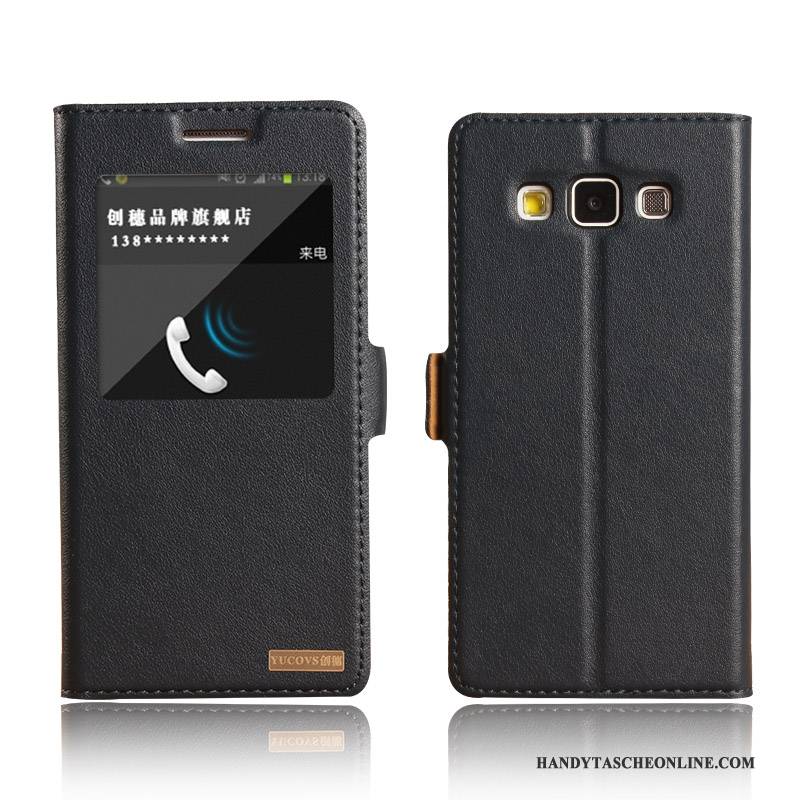 Hülle Samsung Galaxy A5 2015 Leder Schlafsaal Handyhüllen, Case Samsung Galaxy A5 2015 Lederhülle Gelb