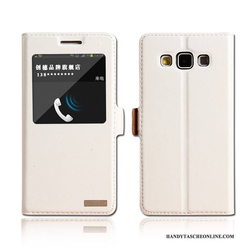 Hülle Samsung Galaxy A5 2015 Leder Schlafsaal Handyhüllen, Case Samsung Galaxy A5 2015 Lederhülle Gelb