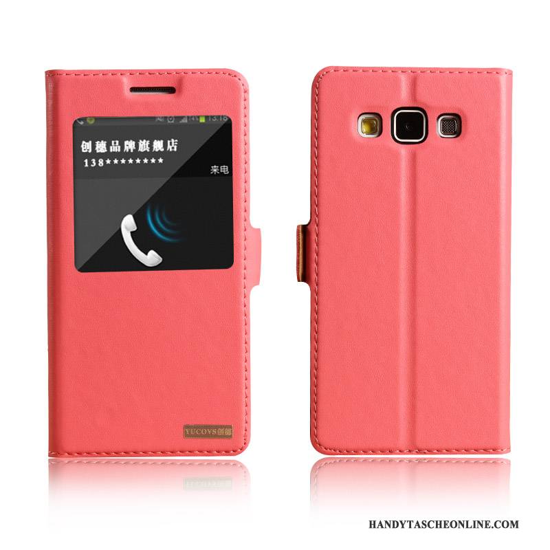 Hülle Samsung Galaxy A5 2015 Leder Schlafsaal Handyhüllen, Case Samsung Galaxy A5 2015 Lederhülle Gelb