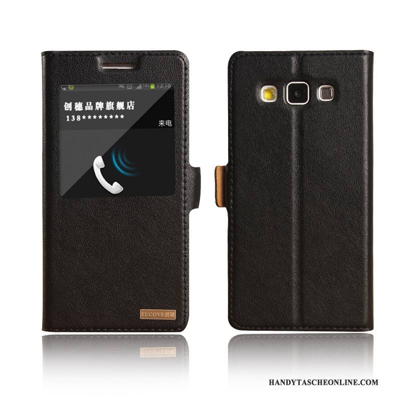 Hülle Samsung Galaxy A5 2015 Leder Schlafsaal Handyhüllen, Case Samsung Galaxy A5 2015 Lederhülle Gelb