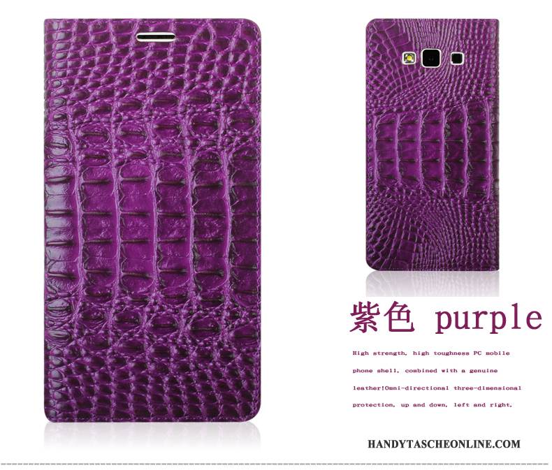 Hülle Samsung Galaxy A5 2015 Lederhülle Handyhüllen Lila, Case Samsung Galaxy A5 2015 Schutz Krokodilmuster