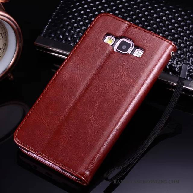 Hülle Samsung Galaxy A5 2015 Lederhülle Membran Temperieren, Case Samsung Galaxy A5 2015 Folio Rot Handyhüllen