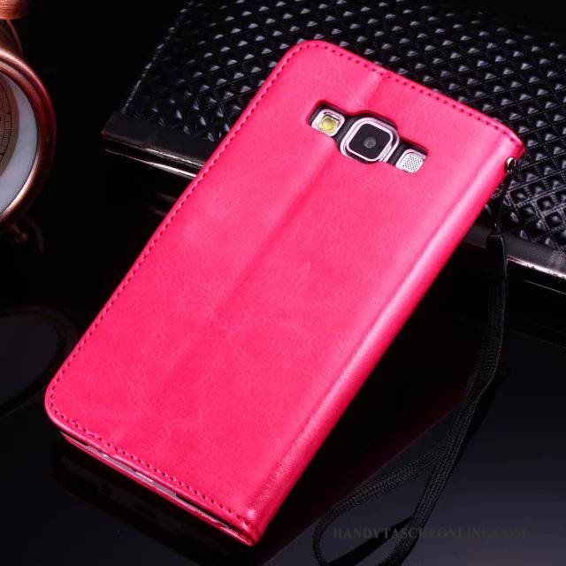 Hülle Samsung Galaxy A5 2015 Lederhülle Membran Temperieren, Case Samsung Galaxy A5 2015 Folio Rot Handyhüllen