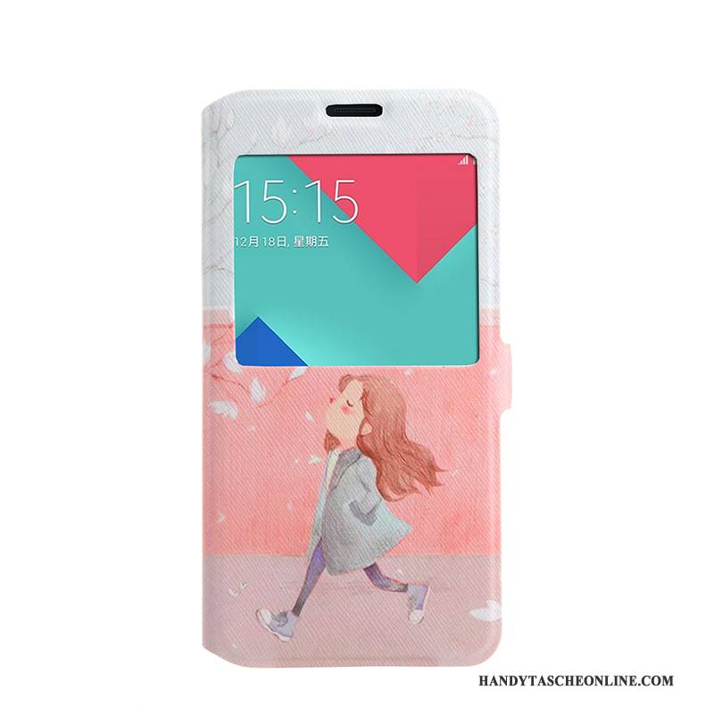 Hülle Samsung Galaxy A5 2016 Folio Rosa Fenster Öffnen, Case Samsung Galaxy A5 2016 Weiche Handyhüllen