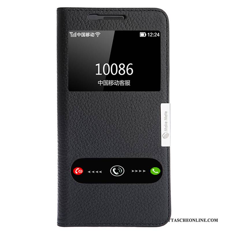 Hülle Samsung Galaxy A5 2016 Leder Handyhüllen Rot, Case Samsung Galaxy A5 2016 Lederhülle Fenster Öffnen Anti-sturz