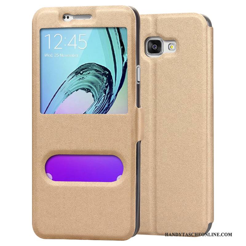 Hülle Samsung Galaxy A5 2016 Lederhülle Gold Handyhüllen, Case Samsung Galaxy A5 2016 Schutz