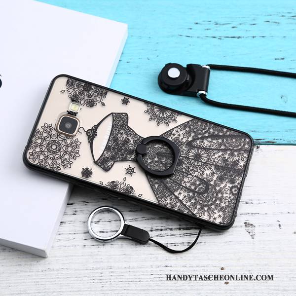 Hülle Samsung Galaxy A5 2016 Silikon Handyhüllen Schwarz, Case Samsung Galaxy A5 2016 Taschen Ring