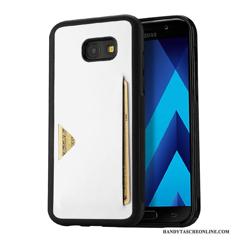 Hülle Samsung Galaxy A5 2017 Leder Handyhüllen Schwarz, Case Samsung Galaxy A5 2017 Schutz Karte Anti-sturz