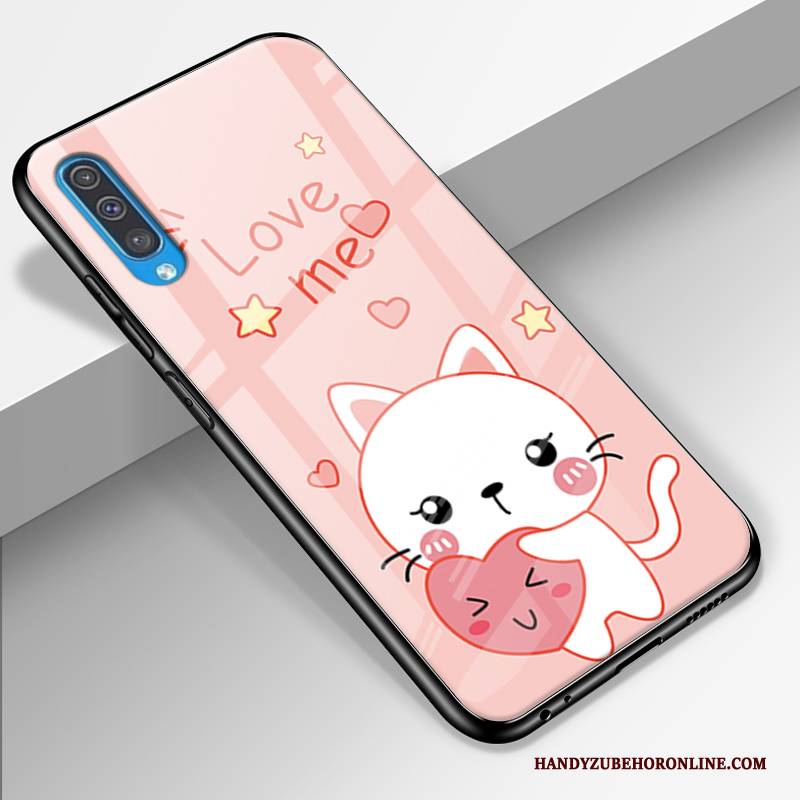 Hülle Samsung Galaxy A50 Karikatur Gelb Handyhüllen, Case Samsung Galaxy A50 Taschen Glas Anti-sturz