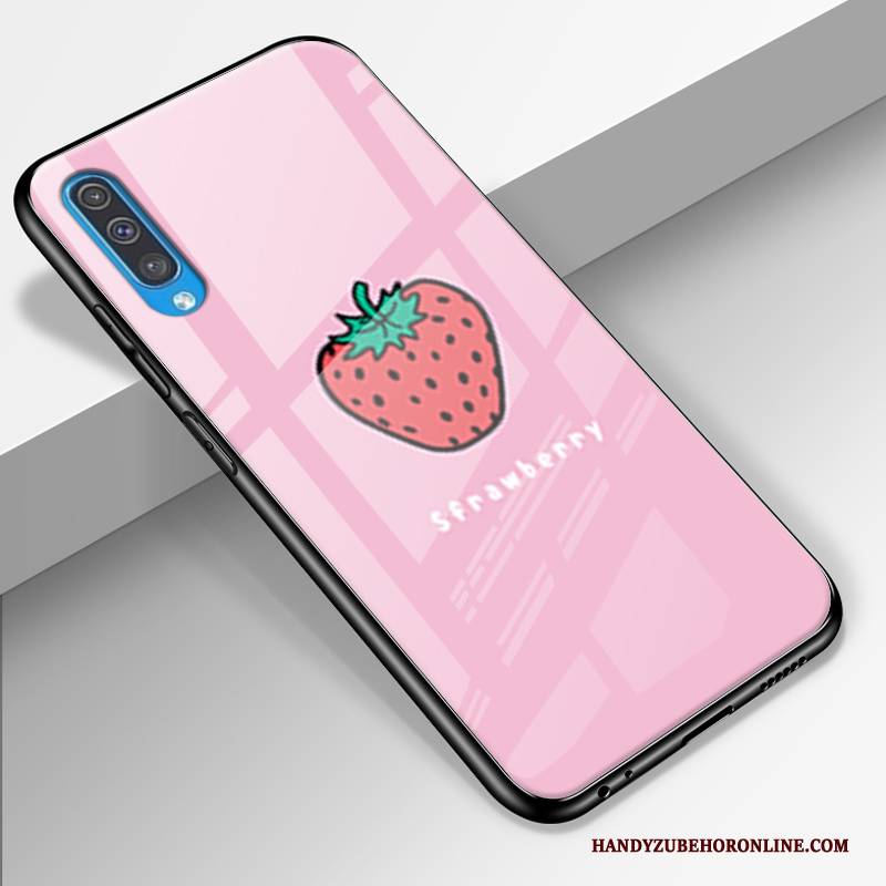 Hülle Samsung Galaxy A50 Karikatur Gelb Handyhüllen, Case Samsung Galaxy A50 Taschen Glas Anti-sturz