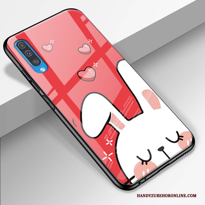 Hülle Samsung Galaxy A50 Karikatur Gelb Handyhüllen, Case Samsung Galaxy A50 Taschen Glas Anti-sturz